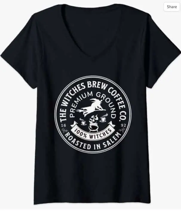 Halloween Witch Motif - Witches Brew Coffee & Co V-Neck T-Shirt