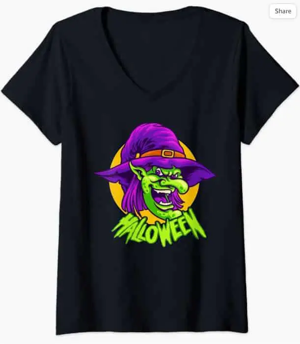 Halloween Witch V-Neck T-Shirt