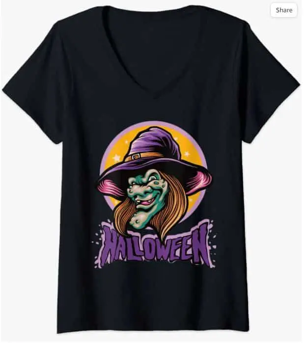 Halloween Witch V-Neck T-Shirt